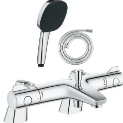 Pack mitigeur bain douche thermostatique GROHE Grohtherm 800 + douchette carré 2 jets + flexible