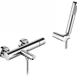 Pack mitigeur bain-douche thermostatique SANINDUSA Single Plus avec douchette et support mural chromé