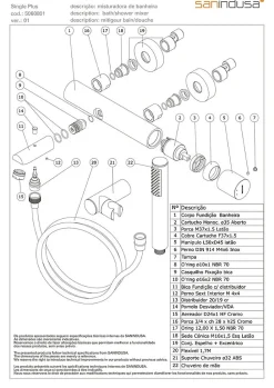 Pack mitigeur bain-douche thermostatique SANINDUSA Single Plus avec douchette et support mural chromé