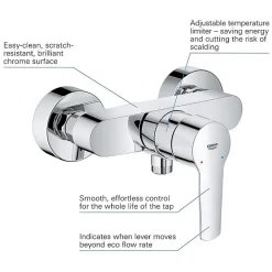 Pack mitigeur douche mécanique GROHE Start 2021 + ensemble de douche 2 jets GROHE Vitalio Start avec barre chromé