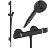 Pack mitigeur douche thermostatique HANSGROHE Ecostat Comfort + Barre Unica + flexible + Pommeau Pulsify Select 3 jets noir mat