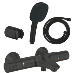 Pack mitigeur Thermostatique bain douche GROHE Precision Start + Douchette 2 jets Vitalio Comfort 110 avec flexible et support