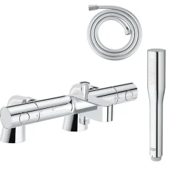 Pack mitigeur thermostatique GROHE Grohtherm 800 avec colonnettes + Douchette 1 jet Vitalio Get Stick + Flexible 1750 mm