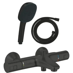 Pack mitigeur Thermostatique bain douche GROHE Precision Start + Douchette 2 jets Vitalio Comfort 110 et flexible