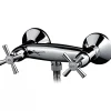 Pack mélangeur de douche à croisillons livré avec flexible, douchette et support mural SANINDUSA Rimini chromé
