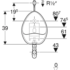 Pack urinoir pour effet d'eau AUBAGNE 2 en céramique - GEBERIT - 08363900000300