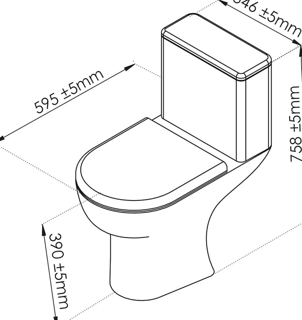 Pack WC à bride sortie horizontale, cuvette 39 cm, céramique blanche, frein de goulotte, chasse 3/6L, alimentation latérale