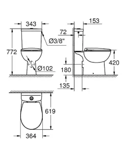 Pack WC à poser sans bride sortie horizontale Grohe