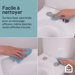 Pack WC à poser sans bride vortex avec abattant déclipsable et frein de chute, sortie horizontale, GoodHome Teesta
