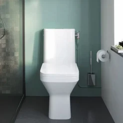 Pack WC à poser sans bride vortex avec abattant déclipsable et frein de chute, sortie horizontale, GoodHome Teesta