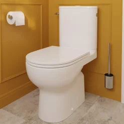 Pack WC à poser sans bride vortex avec abattant déclipsable et frein de chute, sortie verticale, GoodHome Cavally