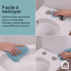 Pack WC à poser sans bride vortex avec abattant déclipsable et frein de chute, sortie verticale, GoodHome Cavally
