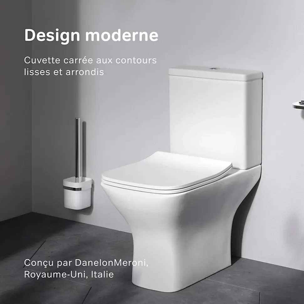 Pack WC à poser sortie horizontale sans bride, Gem, avec couvercle de siège Softclosing, FlashClean, CGA8601PSC Blanc AM.PM