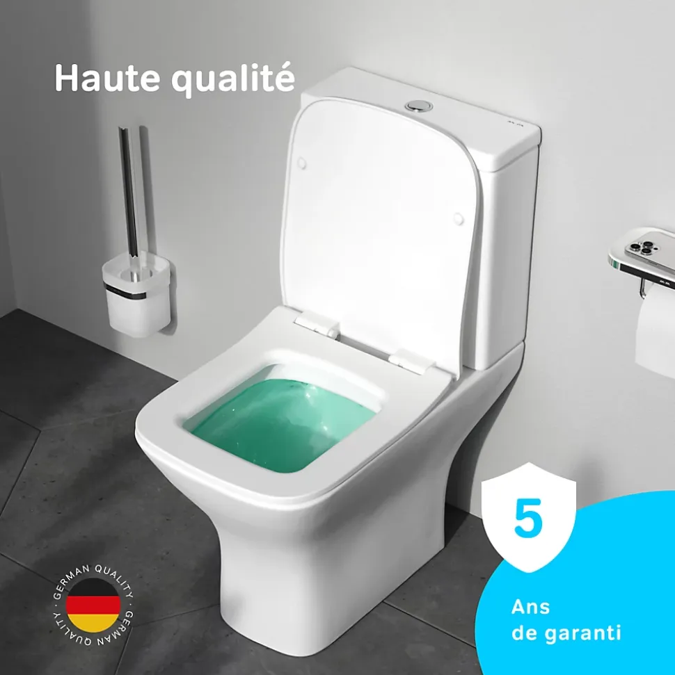 Pack WC à poser sortie horizontale sans bride, Gem, avec couvercle de siège Softclosing, FlashClean, CGA8601PSC Blanc AM.PM