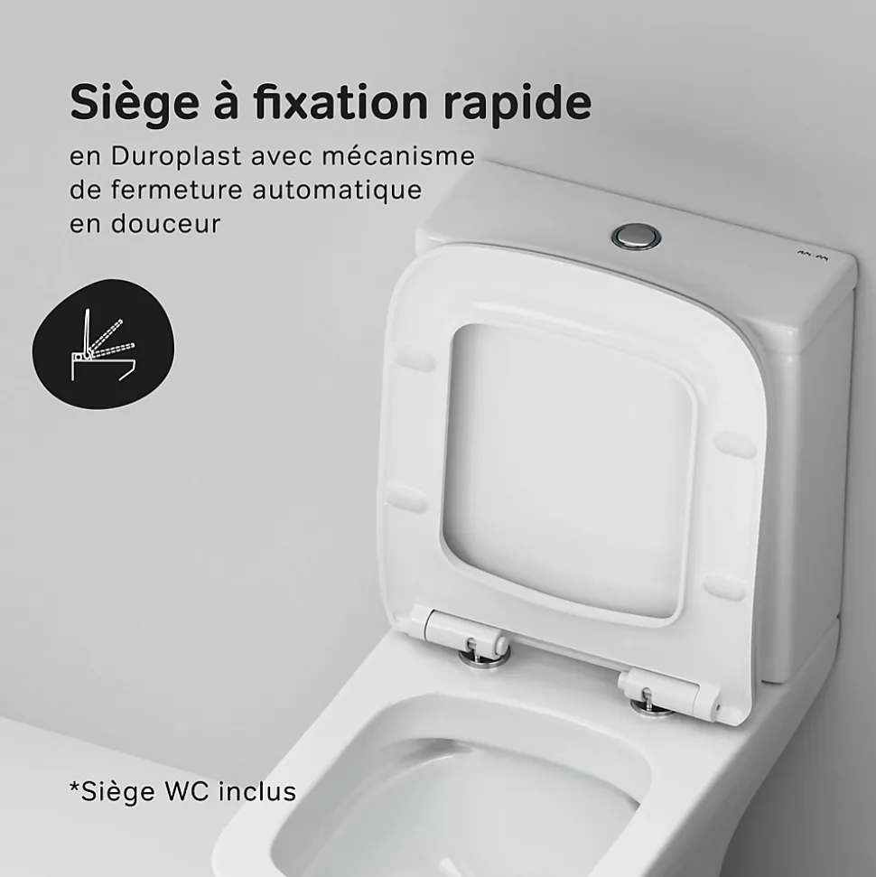 Pack WC à poser sortie horizontale sans bride, Gem, avec couvercle de siège Softclosing, FlashClean, CGA8601PSC Blanc AM.PM