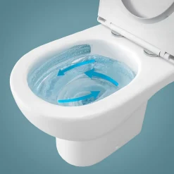 Pack WC à poser sur-élevé sans bride vortex avec abattant déclipsable et frein de chute, sortie horizontale, GoodHome Cavally