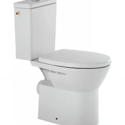 Pack WC au sol céramique traditionnelle SANINDUSA Easy évac. arrière alim. chasse par le côté abattant frein de chute blanc