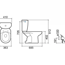 Pack WC Aveiro SANINDUSA évacuation par dessous alimentation chasse d'eau par le côté blanc