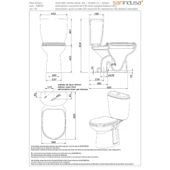 Pack WC Aveiro SANINDUSA évacuation par dessous alimentation chasse d'eau par le côté blanc