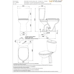Pack WC Aveiro SANINDUSA évacuation par dessous alimentation chasse d'eau par dessous blanc