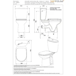 Pack WC Aveiro SANINDUSA NF évacuation par l'arrière de la cuvette alimentation chasse d'eau par le côté blanc
