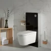 Pack WC Bati support mural avec cuvette lavante - Façade noire - WC japonais - Tesa