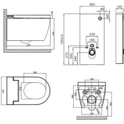 Pack WC Bati support mural avec cuvette lavante - Façade blanche -Wc japonais - Tesa