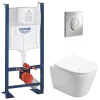 Pack WC Bâti autoportant + WC Swiss Aqua Technologies Infinitio sans bride + Plaque chrome