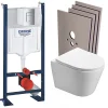 Pack WC Bâti autoportant + WC sans bride SAT Infinitio + Abattant softclose + Plaque Chrome mat + Set habillage