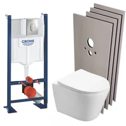 Pack WC Bâti autoportant + WC Swiss Aqua Technologies Infinitio sans bride + Plaque + Set habillage