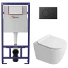 Pack WC bâti-support + WC sans bride Ceramia PixL avec abattant SoftClose + plaque noir (STCEPXWT03-FR)