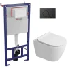 Pack WC bâti-support + WC sans bride Ceramia PixL avec abattant SoftClose + plaque noir (STCEPXWT01-FR)