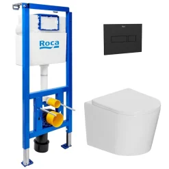 Pack WC bâti-support + WC suspendu sans bride Ceramia avec abattant SoftClose + plaque (ROCE14WT06-FR)