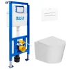 Pack WC bâti-support + WC suspendu sans bride Ceramia avec abattant SoftClose + plaque (ROCE14WT04-FR)