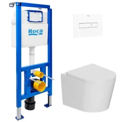 Pack WC bâti-support + WC suspendu sans bride Ceramia avec abattant SoftClose + plaque (ROCE14WT04-FR)