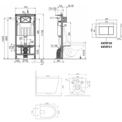 Pack WC bâti-support autoportant + WC suspendu sans bride + abattant SoftClose + plaque blanche (SMRTCETOR270)