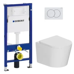 Pack WC bâti-support Duofix UP100 + WC suspendu Ceramia Tornado Rimless + abattant SoftClose + plaque blanche (CETORGEB1)