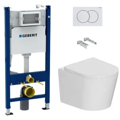 Pack WC bâti-support Duofix 112cm + WC suspendu Ceramia Tornado Rimless + abattant SoftClose + plaque blanche (CETORGEB3)