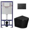Pack WC bâti-support léger 112 cm ECO 2L Swiss Aqua Technologies + WC suspendu Ceramia + plaque noir mat (STECE14BMT01-FR)