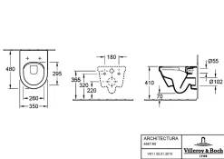 Pack WC cuvette suspendue sans bride avec abattant Targa Design Villeroy & Boch