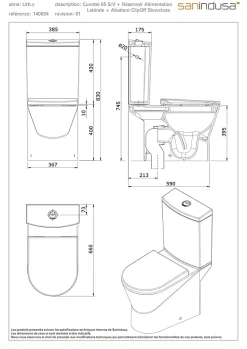 Pack WC cuvette+réservoir+abattant+fixations caréné évacuation par dessous alim. chasse par le côté abattant frein de chute blanc