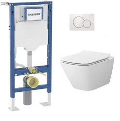 Pack WC Geberit UP320 + Cuvette sans bride Mesto Square + Plaque Sigma Blanc