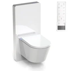 Pack WC japonais + Module sanitaire Blanc, Toilettes lavant + télécommande, séchoir chaud, filtre odeurs - 59x38x38cm - Pro+1102