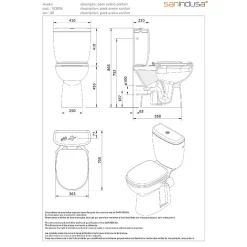 Pack WC PMR SANINDUSA Aveiro Confort Normes handicap, évacuation arrière, alimentation latérale, blanc