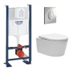 Pack WC Rapid SL autoportant + cuvette sans bride SAT, fixations cachées + plaque Skate Air chrome (ProjectSATrimless-2)