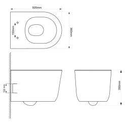Pack WC suspendu avec cuvette sans bride effet Vortex Luvia et bâti universel Siamp