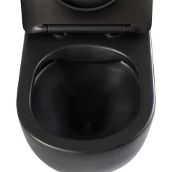 Pack WC suspendu avec lave-mains intégré + cuvette gain de place sans bride corolla Noir mat