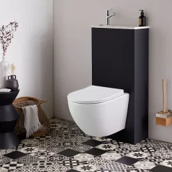 Pack WC suspendu avec lave-mains intégré + Cuvette gain de place sans bride corolla