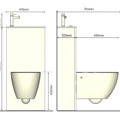 Pack WC suspendu avec lave-mains intégré + Cuvette gain de place sans bride corolla