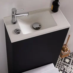 Pack WC suspendu avec lave-mains intégré + Cuvette gain de place sans bride corolla